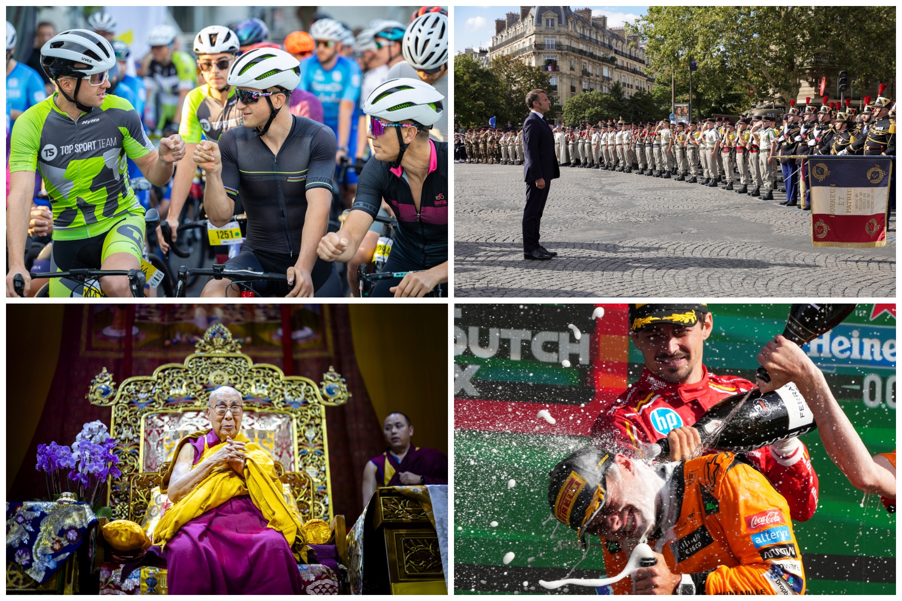 Top foto dňa (25. august 2024): Cyklistické preteky v Bratislave, Macron na oslavách 80. výročia oslobodenia Paríža aj Dalajláma vo Švajčiarsku