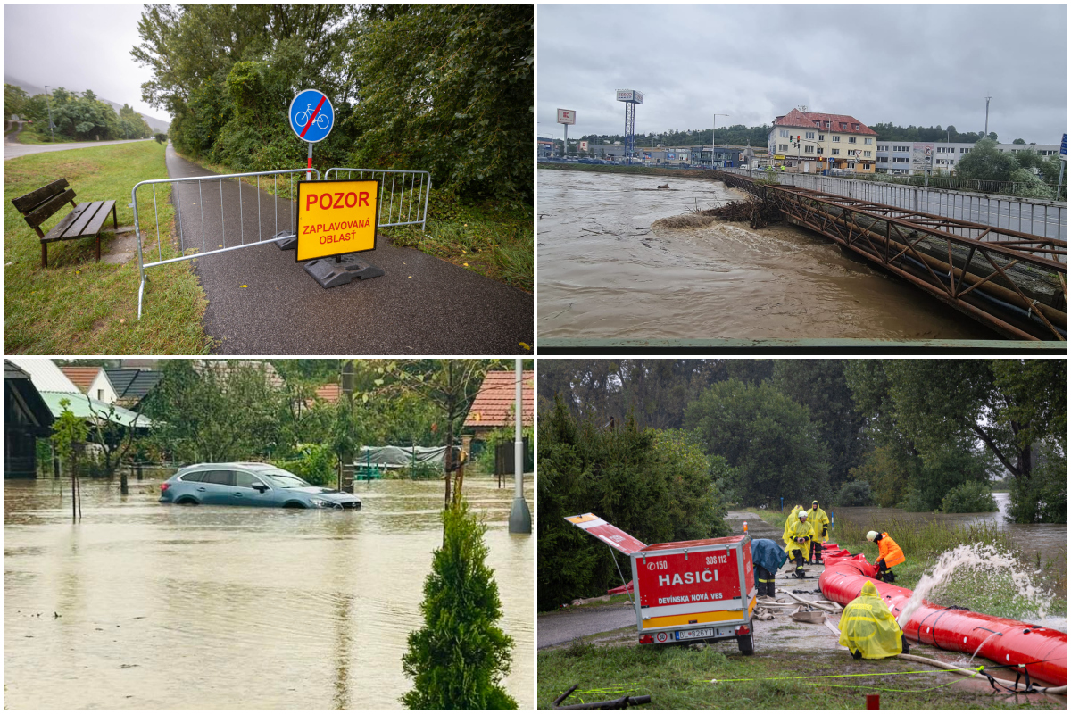 Dážď a povodne na Slovensku: V Devíne a na Záhorí evakuujú obyvateľov, situácia je vážna aj v Čadci (online)